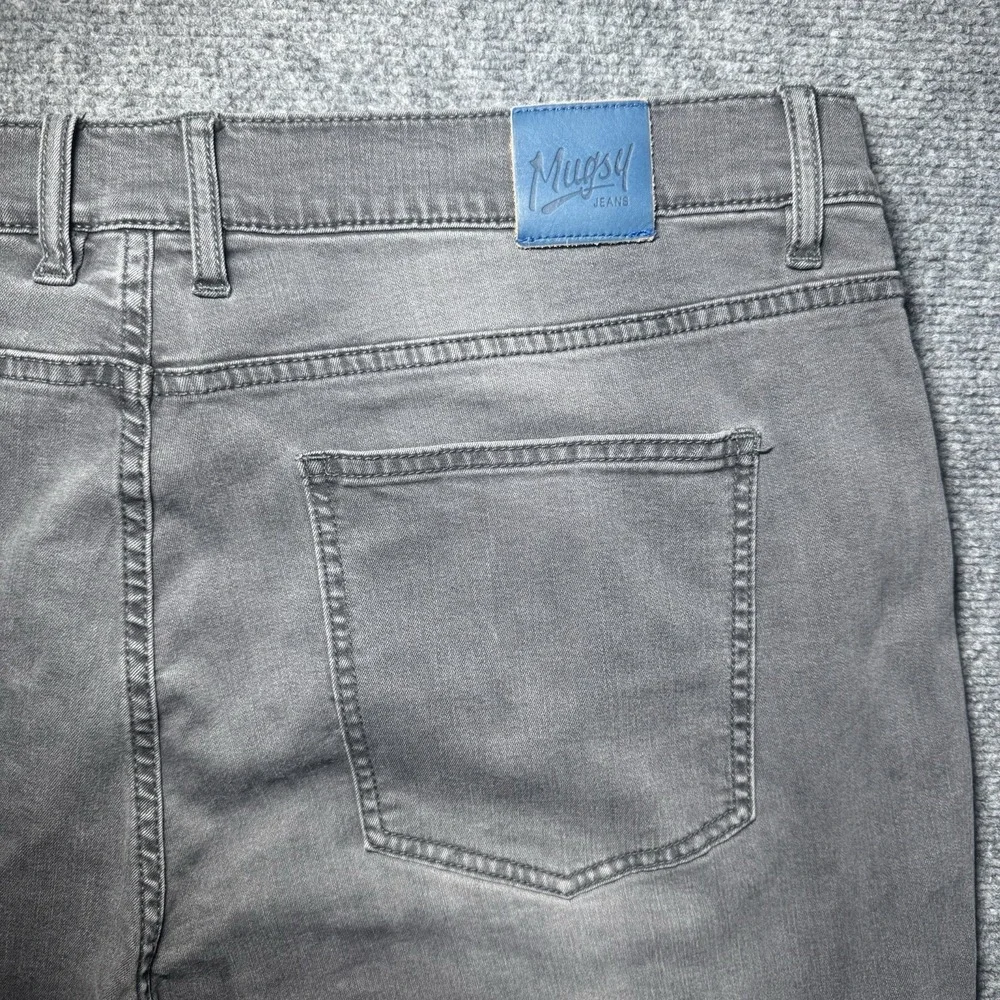Mugsy Jeans Beans Men 42x29 Black Grey Fade Stretch Denim Pants Casual Comfort